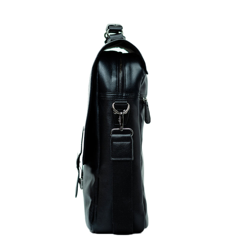 Double Wine Cooler Bag  | Jet Black Vegan Leather and Gunmetal