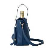 Single Wine Cooler Handbag  | Navy Vegan Leather and Gold